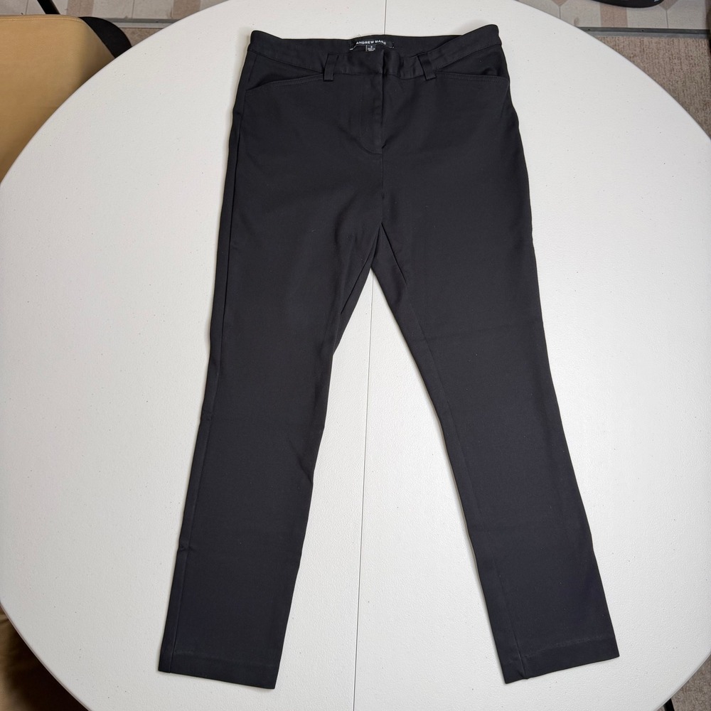 Andrew Marc Womens Size 8 Black Ponte Knit Leg Trousers Pants